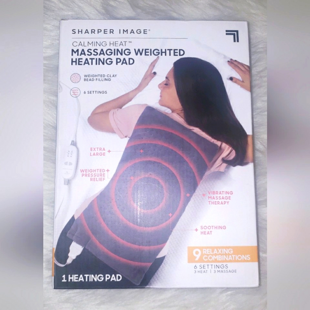 Sharper Image Calming Heat Massaging Weighted Heating Pad